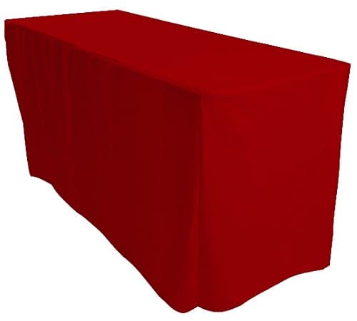 Event Decor Red 6 ft. Fitted Polyester Tablecloth Rectangular Trestle Exhibition Tablecloth Venue Occasion Venue Wedding