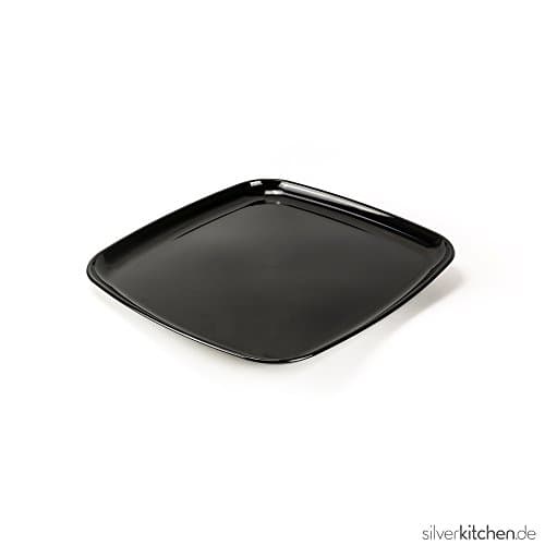 High Class Plastic Disposable Serving Plate &amp;#x2013; Black, 40 x 40 cm, 25 Stk.