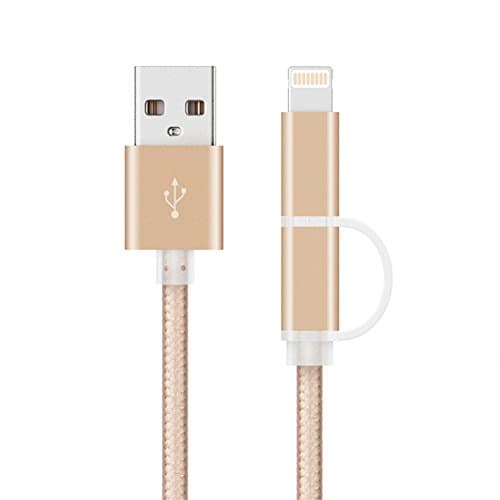 Beyomay Lightning Cable 2 in 1 Micro USB Charger &amp; High Speed Sync Nylon Data Cord for Android &amp; IOS iPhone iPad Samsung Google and More (3M/10ft)