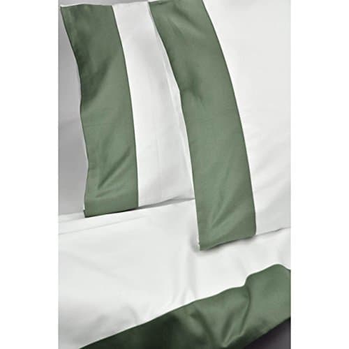 Full bed Sheets Cotton Satin - White-Green, King under the corners 180x200 +30 +2F Lot, King Size Double
