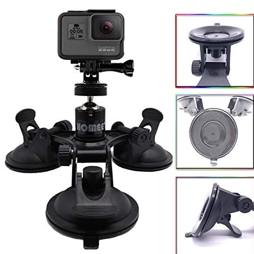 Homeet Super Car Camera Mount Tri-Cup DSLR Camera Suction Cup Mount Action Cam Support Holder, with 1/4'' Ball Head Compatible for Camera y Action Camera Tripod Mount