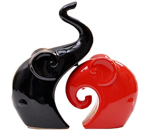 Creative home decoration black &amp; red ceramic elephant display figure