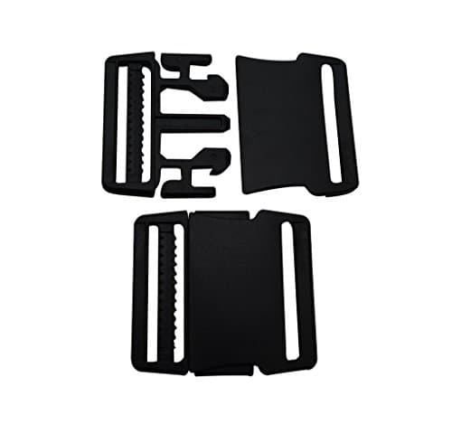 Tianbang Black 1.5" Inside Width Plastic Side Release Buckles One Size Adjustable for Backpack Straps Webbing Strapping Pack of 6