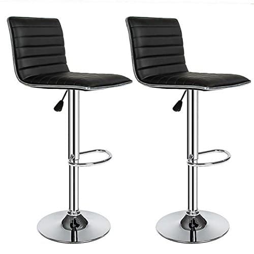 Turefans 2 x Adjustable Height Swivel Bar Stools (black)