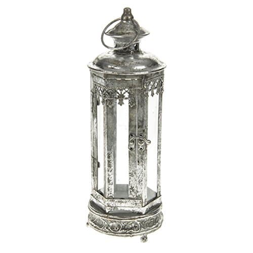 Marrakech Lantern Silver Size 12 x 12 x 35 cm indoors or outdoors