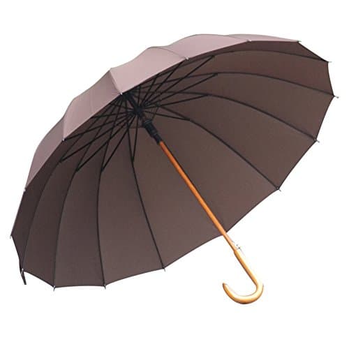 increasing16 umbrella vintage long umbrella Solid wood curved handle wind tandem wing-E