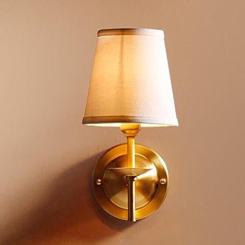 Modern Creative wall sconce Fashion interior Ceiling spotlight Design Brown Elegant gold-colored wall lamp Copper fabric shade Lampshade Lamp holder Bedroom Aisle Hemp rope Ø16 × 29cm 1 * E14