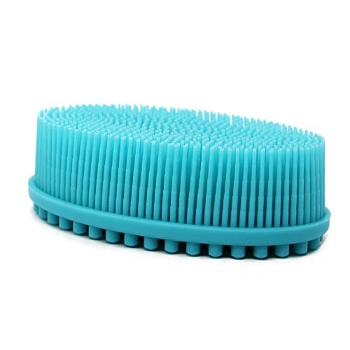 Silicone Bath Brush Soft Head Massage Shampoo Body Cleansing (Blue)