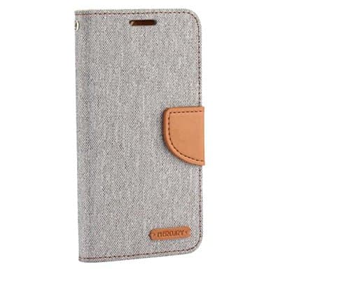 RA Cases Xiaomi Redmi Note 4 Leather & Denim Canvas Grey Protective Case | Shock Absorbent & Scratch Proof Mobile Phone Wallet For Credit Cards & Money | Cute Cover With Flip & Stand Function & Magnetic Clasp