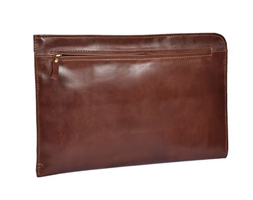 Soft Leather Brown Conference Folder Folio Document A4 Organiser Underarm Bag HLG691