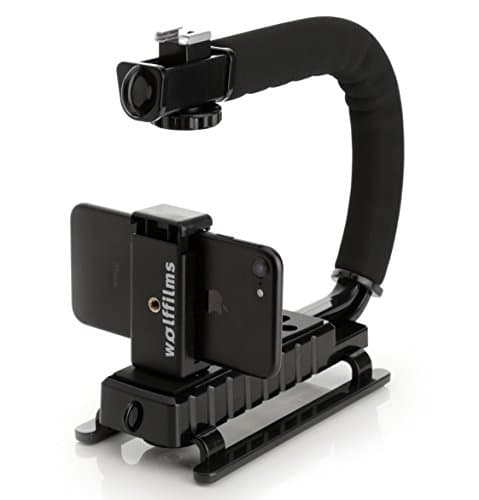 'Arctic Wolf Movie Action Stabilizer Professional Action Stabilizing Handle with Accessory Shoe for Phone iPhone Samsung Galaxy S5 S6 S7 S8 Edge Mini Huawei P8 P9 P10 HTC LG Nokia Sony Canon Nikon Xiaomi Google Pentax Olympus Panasonic DSLR Cameras DV Camcorder GoPro and many more