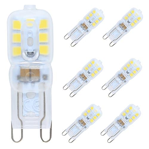 6Pack G9 LED Bulb Dimmable 3 Watt Daylight White 6000K 14 X 2835 SMD LED Bulb AC220V-240V