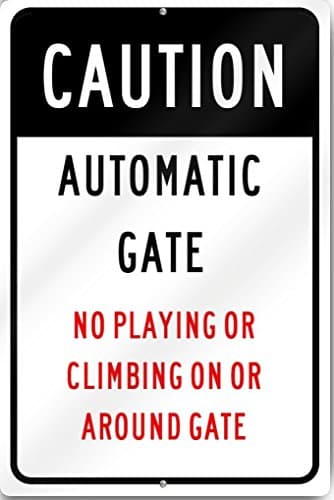 Caution Automatic Gate Sign 12 wide x 18 tall Inch Heavy Gauge Aluminum Reflective