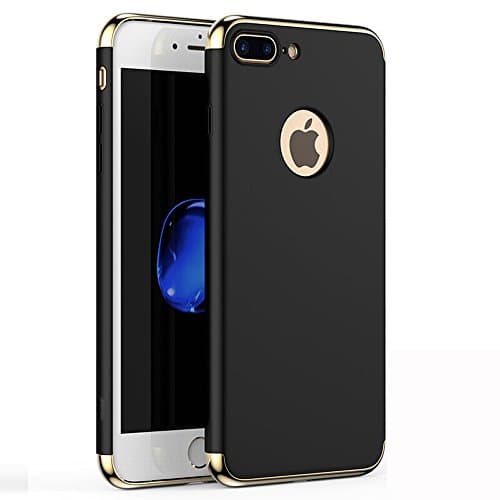 WYBAN iPhone 7plus Case, 3 in 1 Ultra Thin Hard Anti-Scratch Shockproof Electroplate Frame with Coated Surface Excellent Grip Case for Apple iPhone 7plus (Iphone7plus, Black)