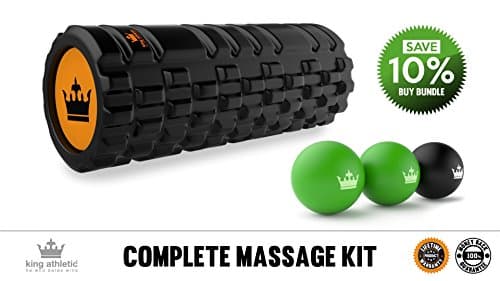 kit bundle set pack Foam Roller for Muscles Exercise &amp; Myofascial Massage Grid Textured Rollers for Tension Release, Stretching and Deep Tissue, Trigger Point, Physio Therapy Stress Release Pilates Yoga Lacrosse Muscle Roller Ball Set of 3 Massage Balls for Deep Tissue, Trigger Point, Physio Therapy &amp; Instant Myofascial Stress Release Rubber Balls acupressure fascia Exercise Training Equipment Cardio Sport Women Men Adults Kids Children - MBSG-FRB-UK