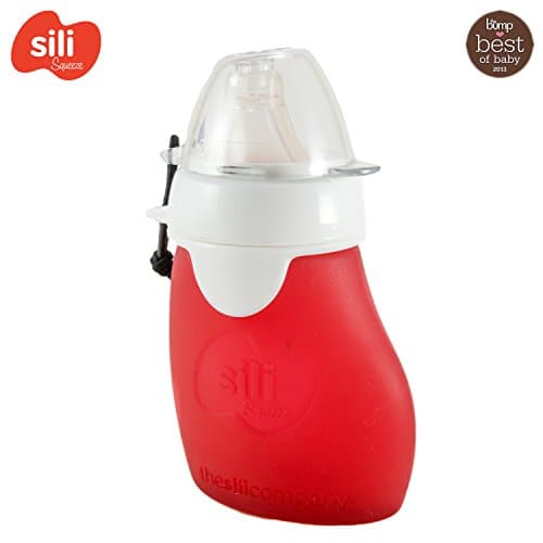 Sili Squeeze – 60ml (Open) Nozzle (Apple Red) – Quetschb Silicone Reusable Quetschie Bags to Fill Yourself, BPA, PVC And Phthalate Free. Suitable for Infants and Toddlers