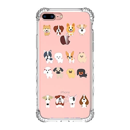 Liangye iPhone 8 Plus Case/iPhone 7 Plus Case, TPU Bumper Clear Case with Air Cushion Drop Protection for iPhone 7/8 Plus 5.5"-Cute Dogs