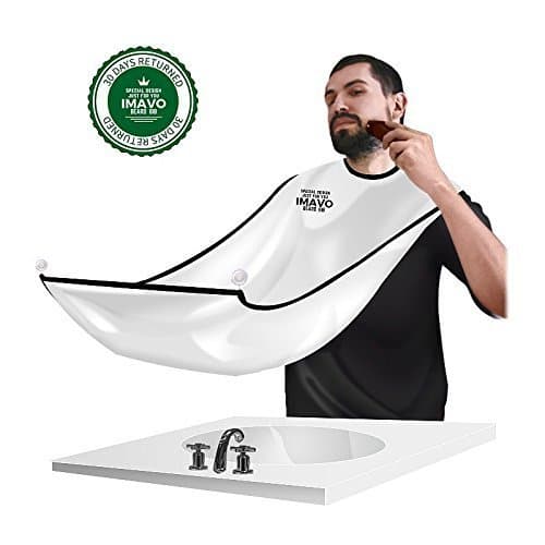 Beard Bib,IMAVO Beard Bib Shaving Mirror &amp; Beard Catcher Apron for Shaving-Trim Your Beard in Minutes Without The Mess and Stop Clogging Your Sink (White)