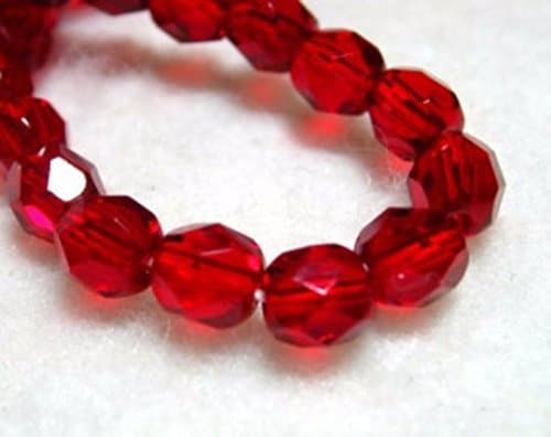 50pcs Czech Fire Polished Beads, Round 7 mm, Ruby