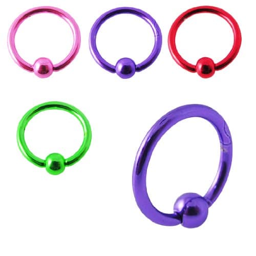 Coloured Closed Ring Titanium 1.2 1.2x10 mm Blue