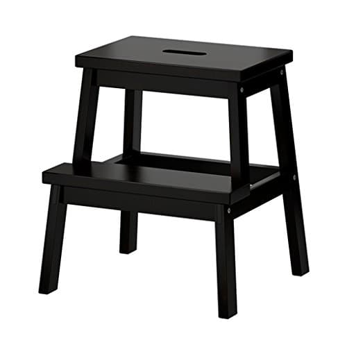 Wooden Square Stool Children's 2 Step Stools Changing Shoes Bench Household Step Ladder (Color : Black)