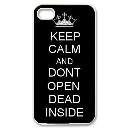 108shop Keep Calm And Walking Dead Dont Open Dead Inside Black Wall (White) Case For Iphone 4 4S / Iphone 4 4S Case Hard Cases / Iphone 4 4S Design And Made To Order