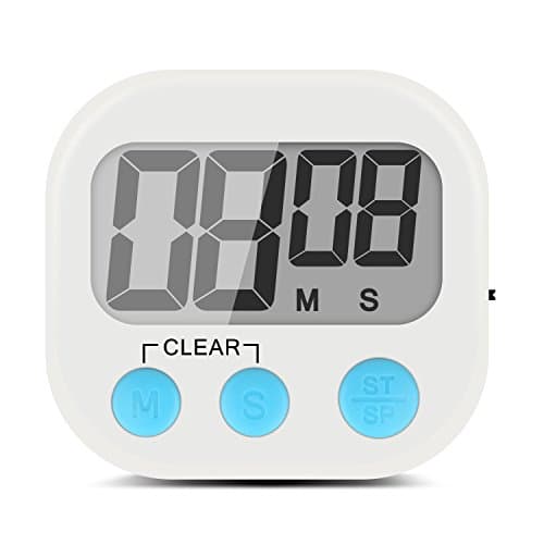 Digital Kitchen Timer, SUN RUN Big Digits, Loud Alarm, Magnetic Backing, Stand with Large LCD Display Screen for Cooking Baking White