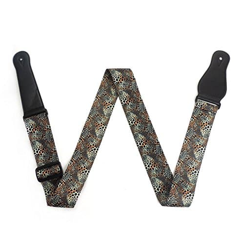 Lemmikki Leopard Print Adjustable Soft Polyester Colorful Guitar Strap (Brown)