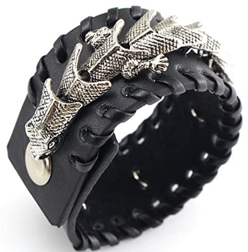 Caiyan Rivet chain punk cowhide lizard braid edge Hand Strap