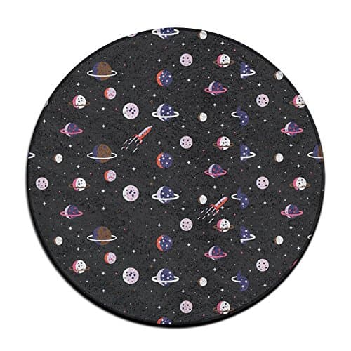 Space Solar System Non-slip Mats Circular Carpet Mats Dining Room Bedroom Carpet Floor Mat 23.6 Inch
