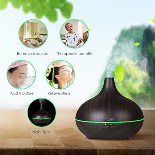 Evorys Ultrasonic Aroma Diffuser 300ml Cool Mist Humidifiers Aromatherapy Essential Portable Oil diffuser with Air Purifier, LED Lights for Home, Office, Spa Yoga + FREE 10 ml Lavender Essential Oil