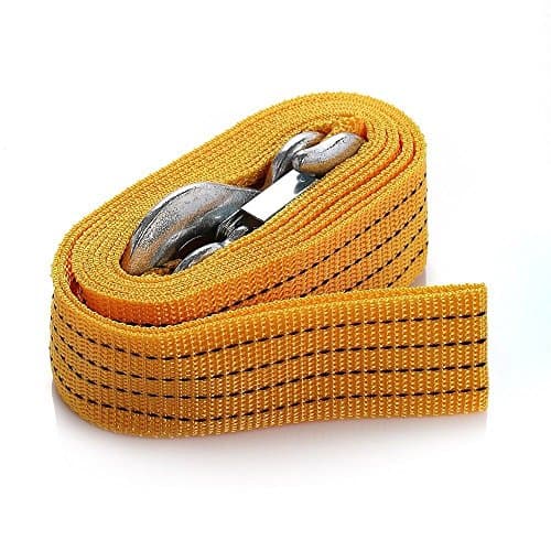 Vinus 3 Tons Heavy Duty Car Tow Cable Towing Strap Rope with Hooks Emergency Recovery Tool for Car Van Vehicle - Yellow