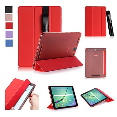 UTRO Galaxy Tab S3 9.7 Case - Ultra Slim Lightweight Smart Shell Translucent Stand PU Leather Cover Case Sleeve with S Pen Holder for Samsung Galaxy Tab S3 9.7 SM-T820 / T825 Tablet (Red)