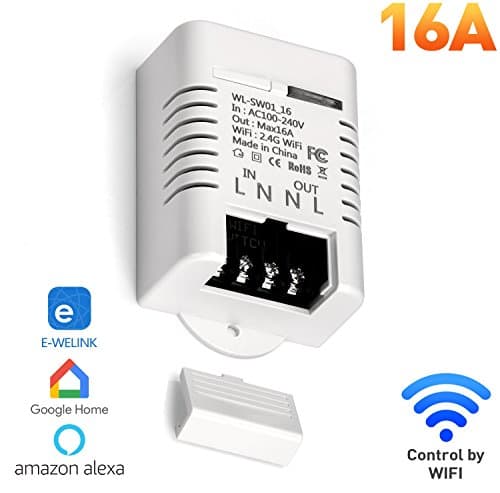 MiMoo Smart Wireless Wifi Switches, Remote Control Smart Switch Light Switches Works with Amazon Alexa, Google Home, Google Nest, Smartphone APP for House Appliance, LED Plant Grow Lights, 16A White