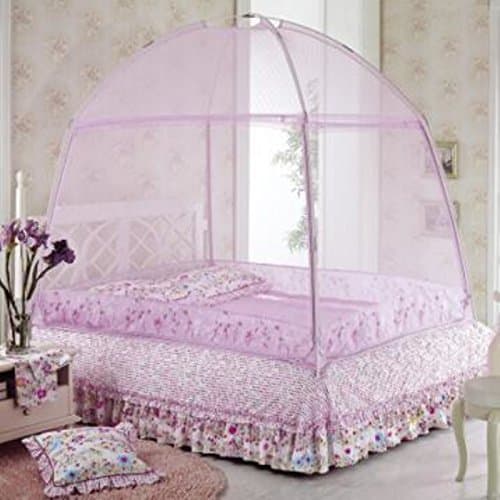 Gotobuyworld Mosquito Net for Double/Single Bed Three-door Nets Suitable for Adults/Children Protective Multicolour 2*1.2*1.5/2*1.5*1.7/2.*1.8*1.7m (200*180*170cm, Lilac)