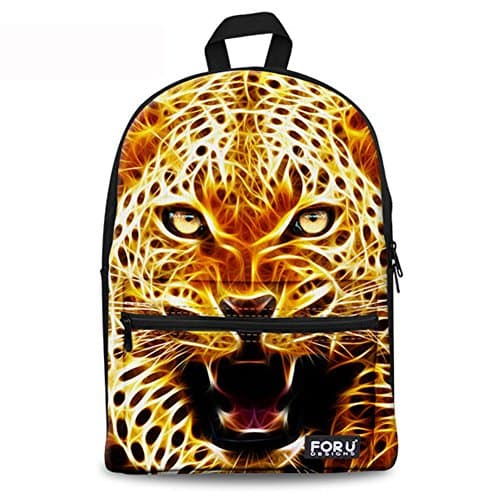 Fire Lion Fashion Backpack for Teens Tiger Patterned