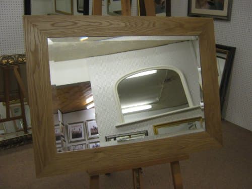 LARGE 4" FLAT SOLID OAK WALL OVERMANTLE MIRRORS - VARIOUS (Bevel Mirror Glass, 37" x 27")