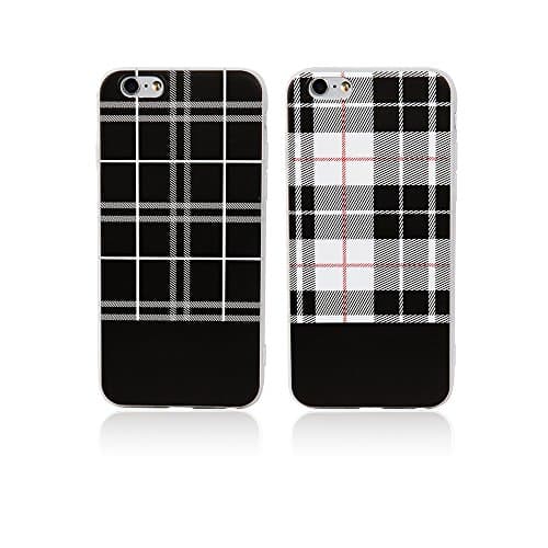Loleemon iphone iPhone 6 6s Case [ with Free Tempered Glass Screen Protector ], TPU Soft Cover for Apple iPhone 6 4.7'', Checkered Pattern Design Gel Skin Protective Case for iPhone 6 4.7 Inch (White)