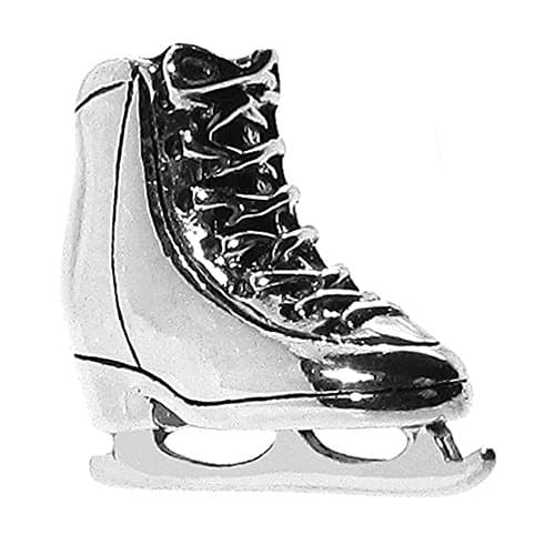1.5g Solid .925 Sterling Silver 3D Oxidised Ice Skating Boot Charm Pendant