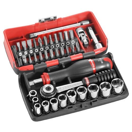 Precise Engineered Facom Ultra Compact 38 Piece 1/4" Square Drive Socket & Screwdriver Set Metric [Multi Set] - w/3yr Rescu3® Warranty