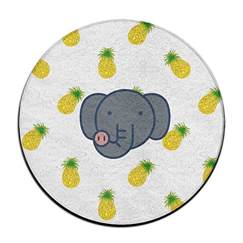 Yo Ou Round Area Rug Elephant Pattern Soft Non-Slip Runner Floor Rug Bath Door Mat Inside Outside Mat Rug Pads