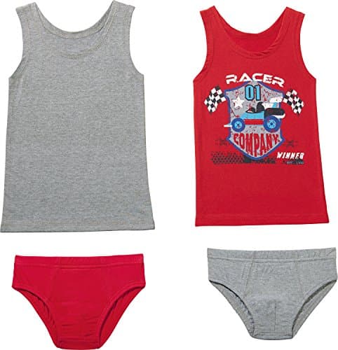 Kinderbutt 4-pc underwear set single-jersey red-grey size 110/116