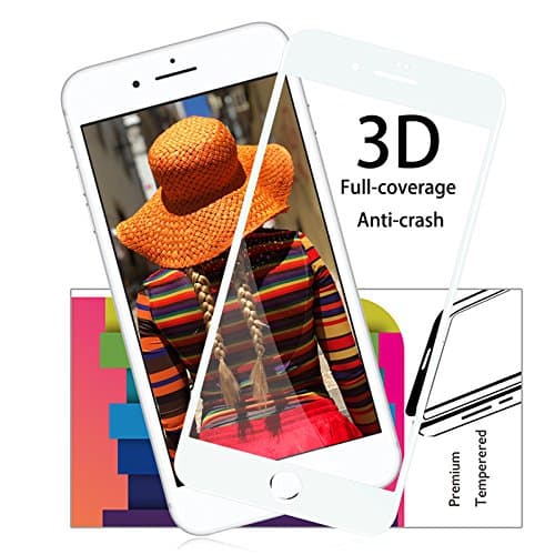 iPhone 8 Plus Glass Screen Protector,AKPATI Tempered Glass Screen Protector[Bubble Free][Anti-Scratch][Anti-Shatter][Anti Fingerprint] Case Friendly 9H Hardness - White