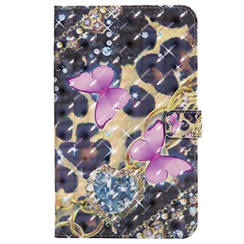 Samsung Galaxy Tab T385 Case , Multi-Function Screen Protector PU Leather , Ultra Slim Lightweight with Stand/Auto Sleep Wake-up Function Ciover Smart Case for Samsung Galaxy Tab T385 Case - Pink butterfly + 1X Dust plug &amp; Dustproof cloth