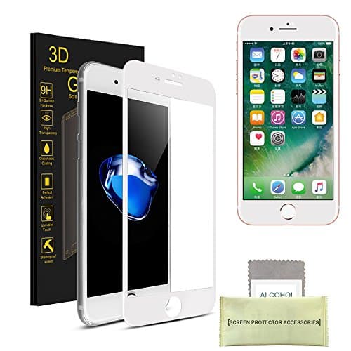 iPhone 6s/iPhone 6 Screen Protector, AKPATI Premium 4D Round Edge Tempered Glass Screen Protector Film (4.7 inch) Easy Bubble-Free Installation for iPhone 6/6s - White