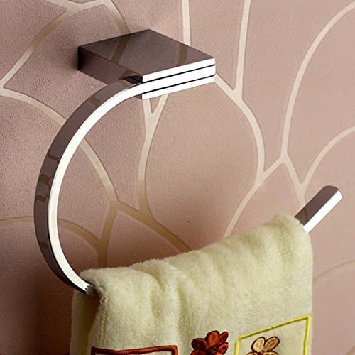 ThinkTop Solid Brass Towel Ring, Chrome Finish Mirror Polish, Wall Mounted Towel Bar Holder, Square Designed