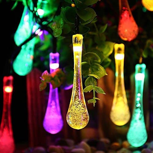 LED String Lights, 6.5 M /21.3 FT 30 Bulbs Raindrops Rope Lights Battery Powered Waterproof, Decorative DIY for Wedding Lantern Festival Parties Halloween Christmas Lighting (Colorful)