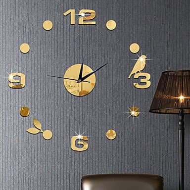 Creative clock sticker DIY acrylic mirror wall stickers wall decals , gold
