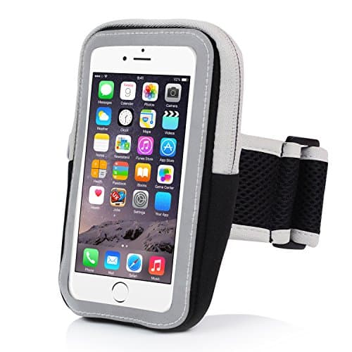 iPhone 7/6/6S Reflective Armband With Key Holder, Adjustable Sweatproof Sports Armband (Up to 5.4") For Running, Biking, Hiking, Walking, Horseback Riding (Black)