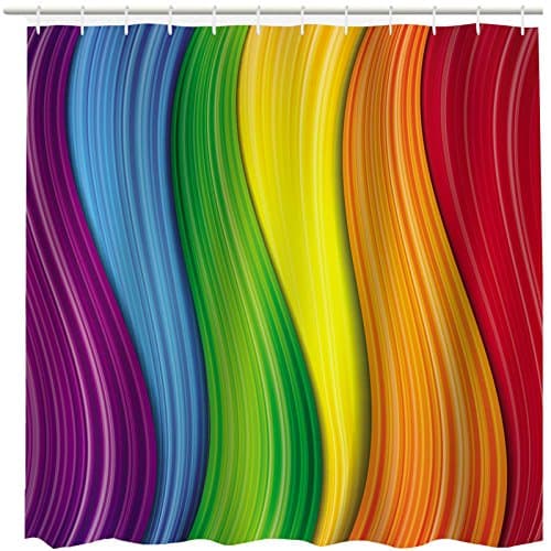 Rainbow Irregular Pattern Bath Curtains Waterproof Polyester Shower Curtain 150cm X 180cm